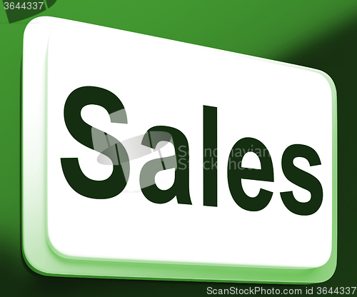 Image of Sales Button Shows Promotions And Deals