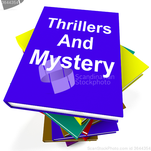 Image of Thrillers and Mystery Book Stack Shows Genre Fiction Books