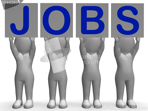 Image of Jobs Banner Shows Job Recruitment Or Employment