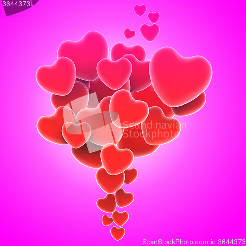 Image of Bunch Of Hearts Means Summer Love Or Loving Couples
