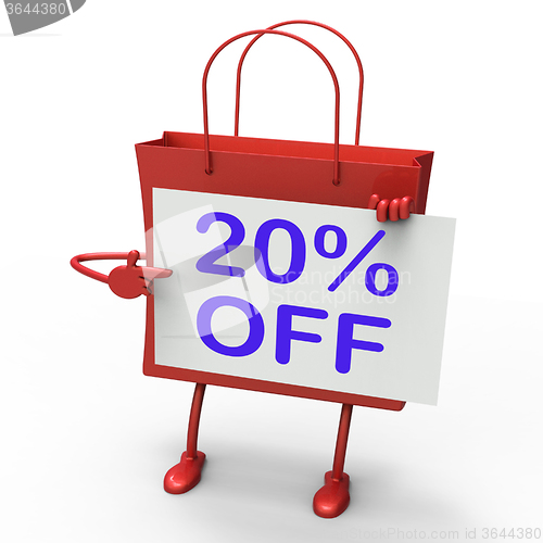 Image of Twenty Percent Reduced On Shopping Bags Shows 20 Bargains