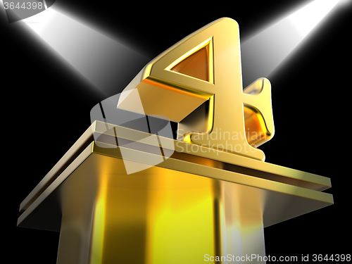 Image of Golden Four On Pedestal Means Movie Awards Or Prizes