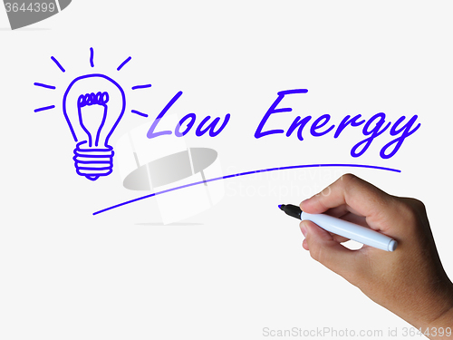 Image of Low Energy and Lightbulb Indicate Less Power or Eco-friendly