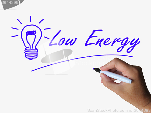 Image of Low Energy and Lightbulb Indicate Less Power or Eco-friendly