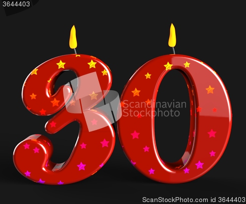 Image of Number Thirty Candles Mean Red Cake Candles Or Birthday Candles