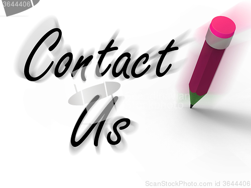 Image of Contact Us Sign with Pencil Displays Customer Care