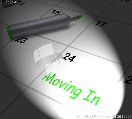 Image of Moving In Calendar Displays New House Or Place Of Residence