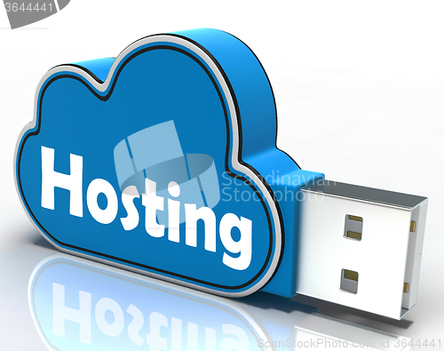 Image of Hosting Cloud Pen drive Shows Online Data Hosting
