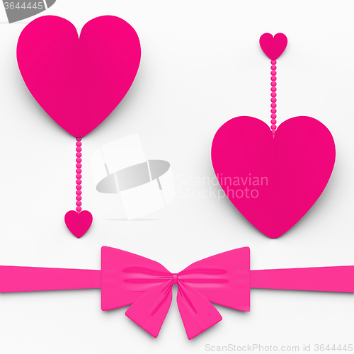 Image of Two Hearts With Bow Show Decorative And Sweet Love Declaration