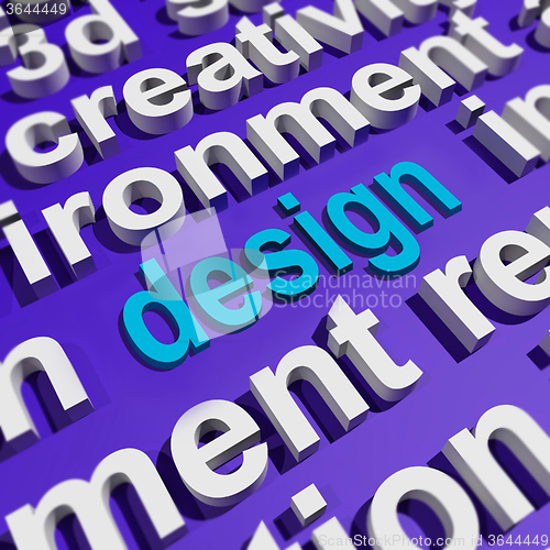 Image of Design In Word Cloud Shows Creative Artistic Designing