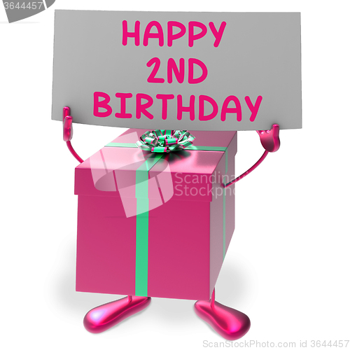 Image of Happy 2nd Birthday Sign and Gift Show Second Party