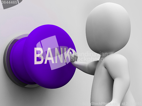 Image of Bank Button Means Transactions Savings And Interest