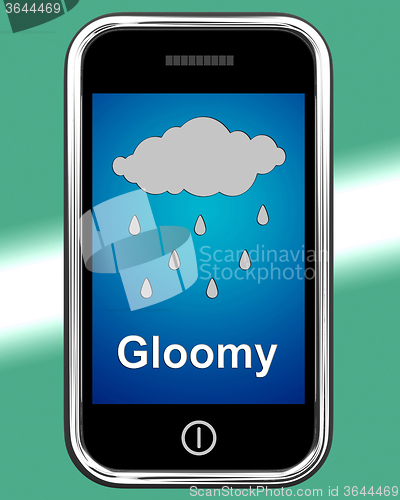 Image of Gloomy On Phone Shows Dark Grey Miserable Weather