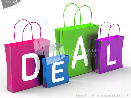Image of Deal On Shopping Bags Shows Bargains And Promotions