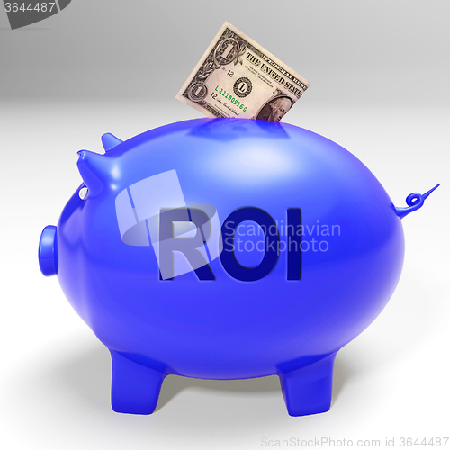 Image of ROI Piggy Bank Means Investors Return And Income
