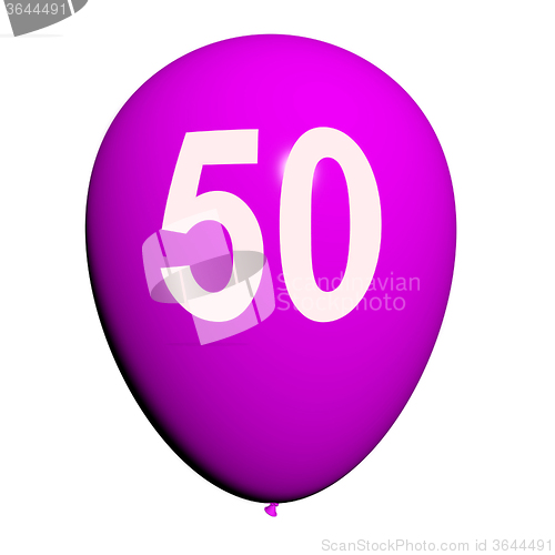 Image of 50 Balloon Shows Fiftieth Happy Birthday Celebration