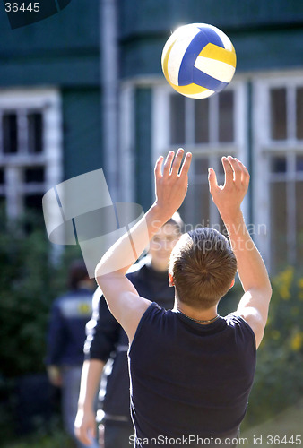 Image of Boys play volley ball