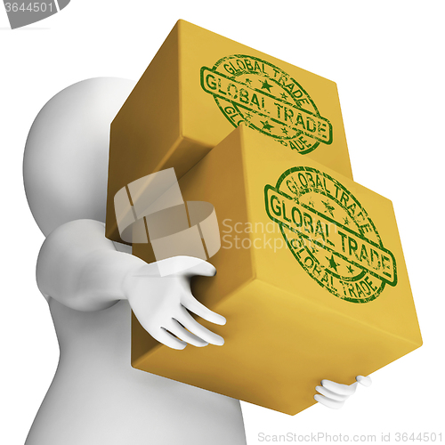 Image of Global Trade Boxes Mean International Buying And Selling