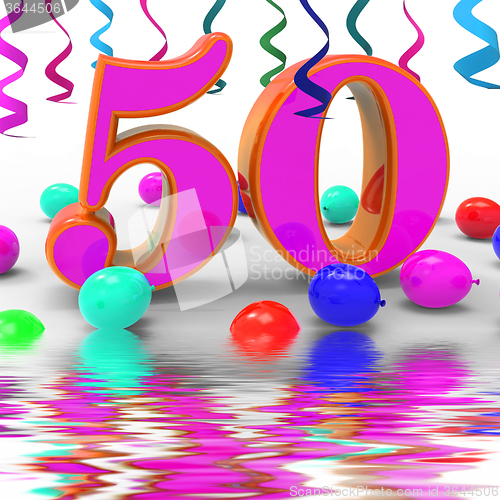 Image of Number Fifty Party Displays Colourful Birthday Party Or Decorate