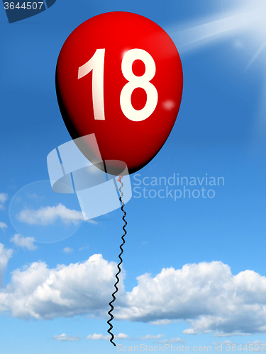 Image of 18 Balloon Represents Eighteenth Happy Birthday Celebration