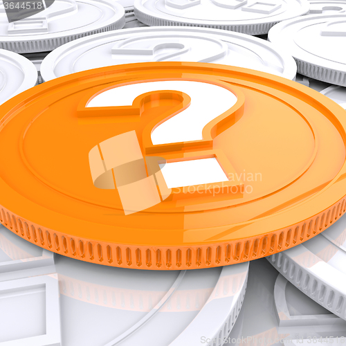 Image of Question Mark Coin Shows Speculation About Finances