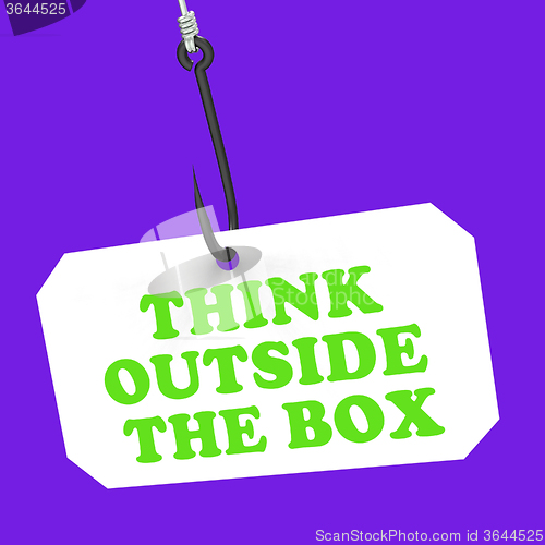 Image of Think Outside The Box On Hook Shows Imagination And Creativity