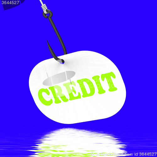 Image of Credit On Hook Displays Financial Loan Or Bank Money