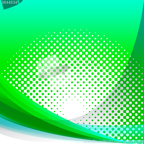 Image of Dotted Green Wave Background Shows Dotted Pattern Or Abstract De