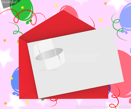 Image of Red Envelope With Note Means Romantic Correspondence Or Love Let