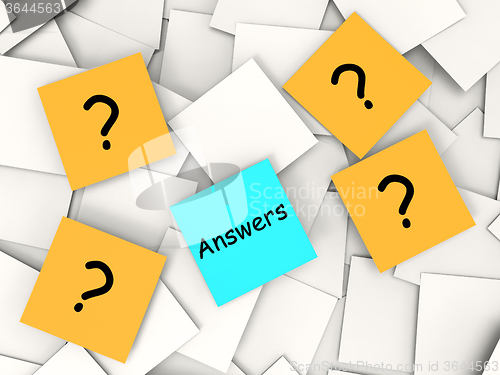 Image of Questions Answers Post-It Notes Show Asking And Finding Out