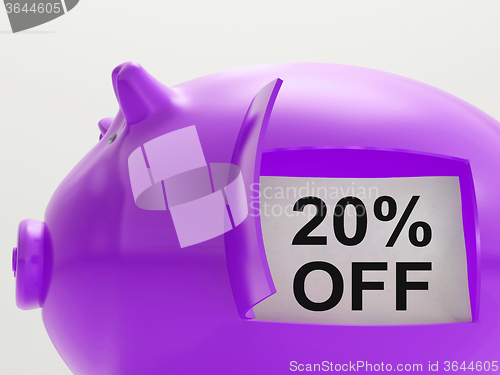 Image of Twenty Percent Off Piggy Bank Shows 20 Discount
