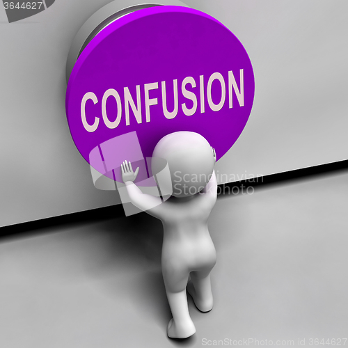 Image of Confusion Button Means Puzzled Bewildered And Perplexed
