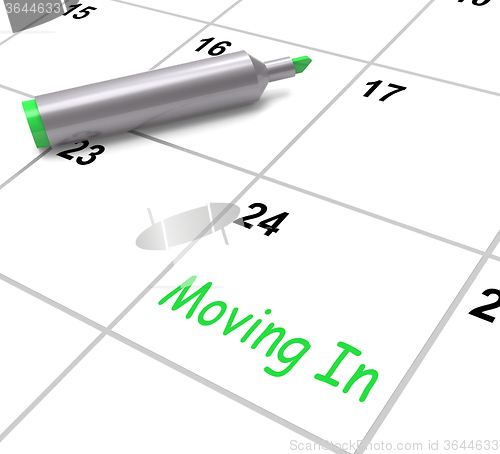 Image of Moving In Calendar Shows New House Or Place Of Residence