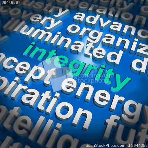 Image of Integrity Word Cloud Shows Honesty Morality And Trust