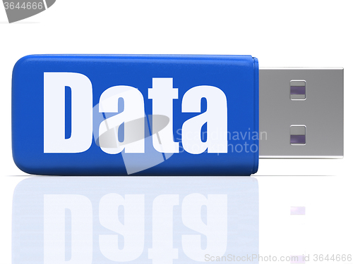 Image of Data Pen drive Shows Digital Information And Dataflow