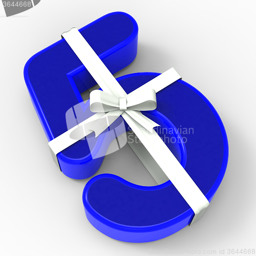 Image of Number Five With Ribbon Shows Special Design Or Adornment