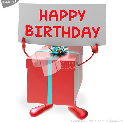 Image of Happy Birthday Sign Means Presents and Gifts