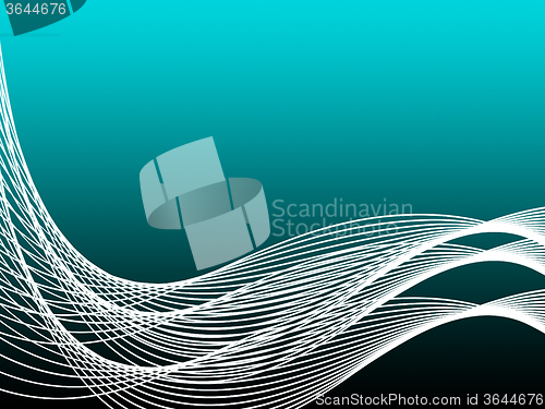 Image of Turquoise Curvy Background Shows Graphic Design Or Modern Art