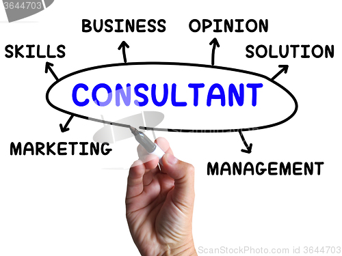 Image of Consultant Diagram Shows Expert With Opinions And Solutions