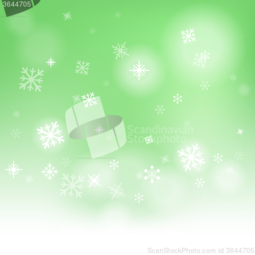 Image of Snow Flakes Background Shows Snow Falling Or Wintertime