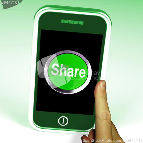 Image of Share Smartphone Means Online Sharing And Community