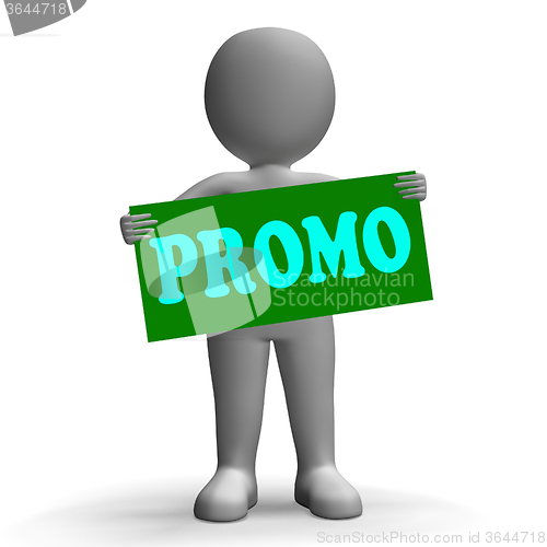 Image of Promo Sign Character Shows Special Promotions And Discounts