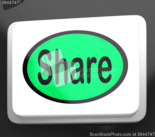 Image of Share Button Shows Sharing Webpage Or Picture Online