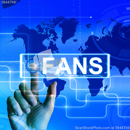 Image of Fans Map Displays Worldwide or Internet Followers or Admirers