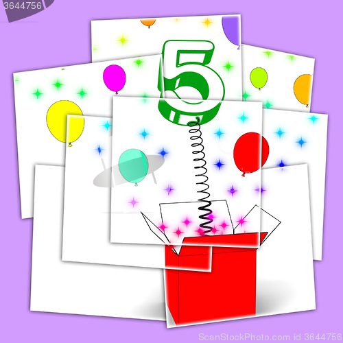 Image of Number Five Surprise Box Displays Surprise Party Or Festivity