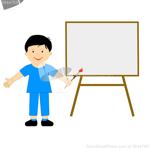 Image of Boy With Brush Means School Boy Artist Or Creative Art