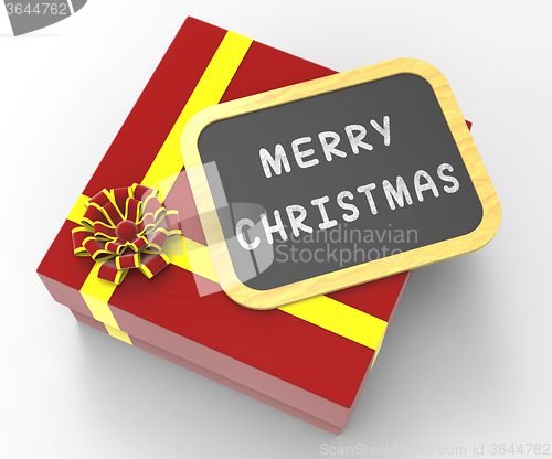 Image of Merry Christmas Present Means Christmas Celebration And Season