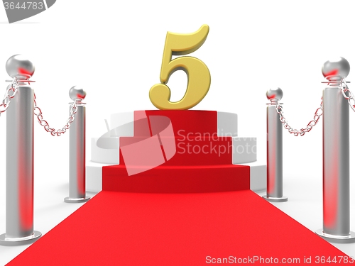 Image of Golden Five On Red Carpet Means Movie Industry Awards Or Prizes