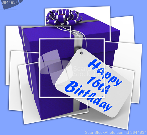 Image of Happy 16th Birthday Gift Displays Congratulations Age Sixteen