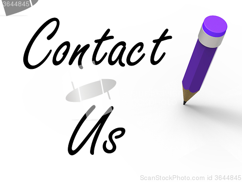 Image of Contact Us Sign with Pencil Shows Customer Care